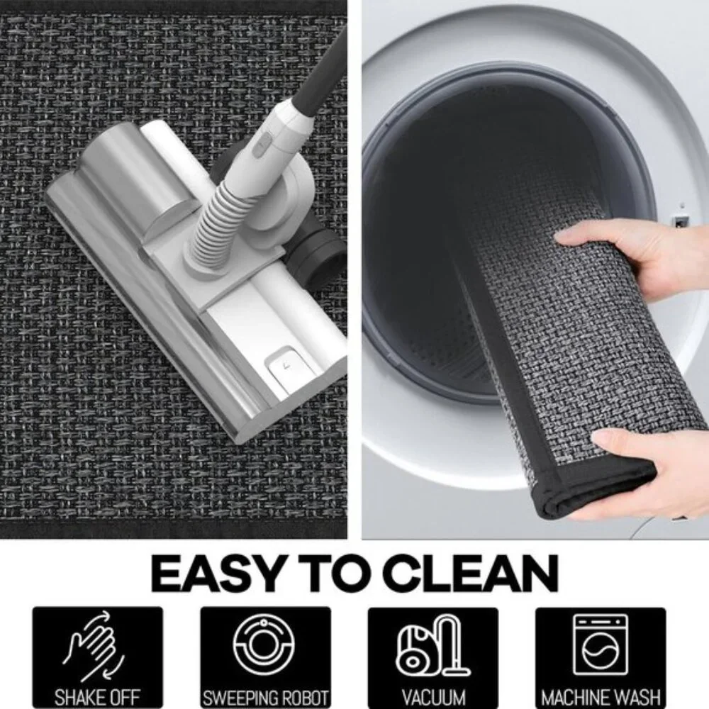 New 30x17.3In Black Kitchen Rug Washable Non-Slip Absorbent Mat for Home & Entry